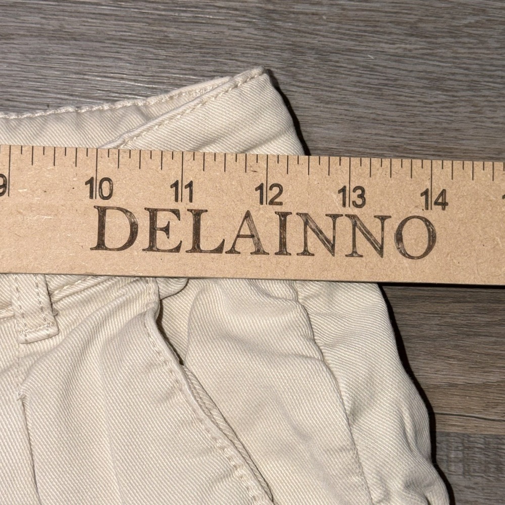 Mango Beige Straight-Fit Mid-Rise Denim Pants Womens Size 2 Cotton Linen Blend - Picture 11 of 12